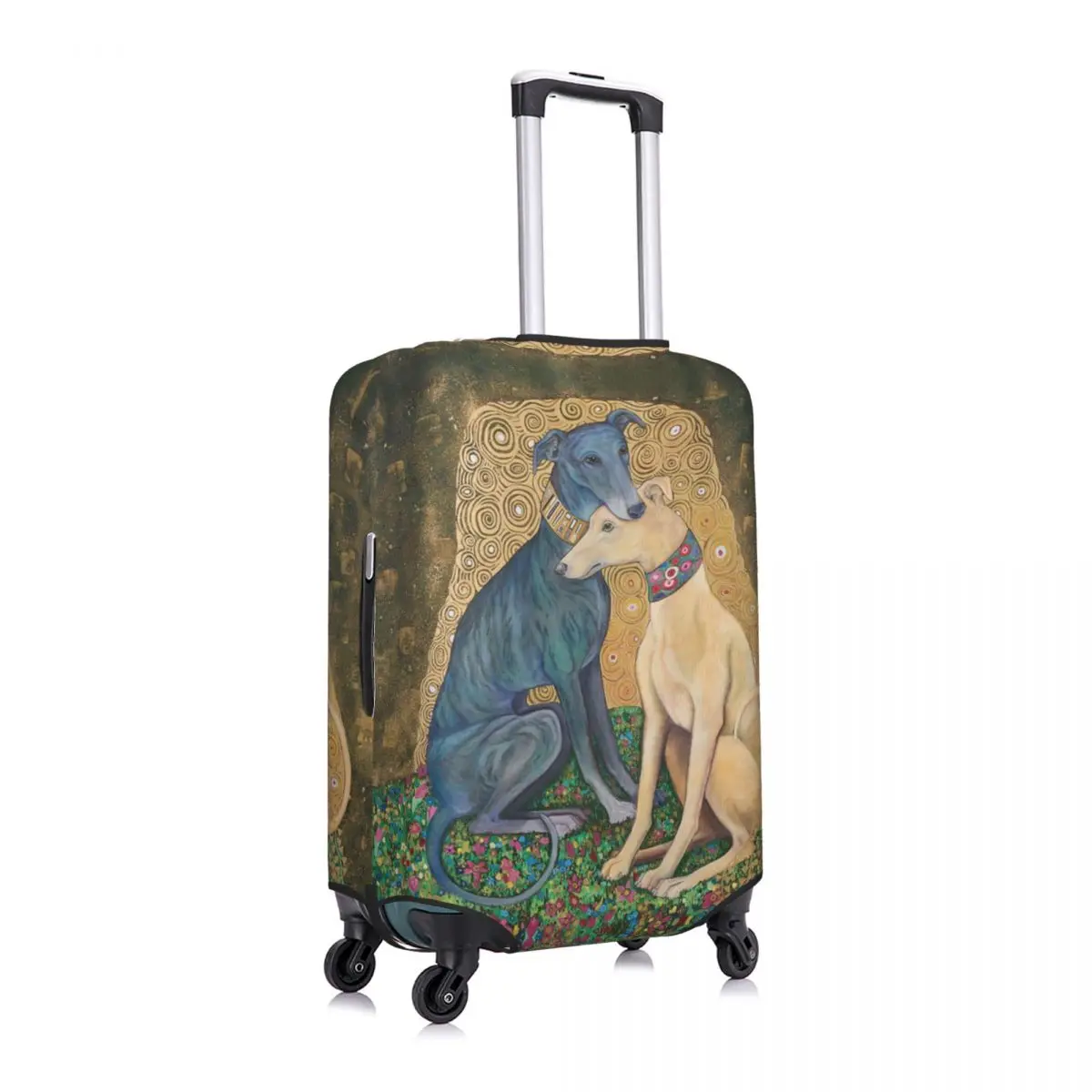 Gustav Klimt Greyhound 강아지 아트 여행 가방 커버, 방진 Whippet Sihthound 개 수하물 커버, 맞춤형 보호대, 18-32 인치