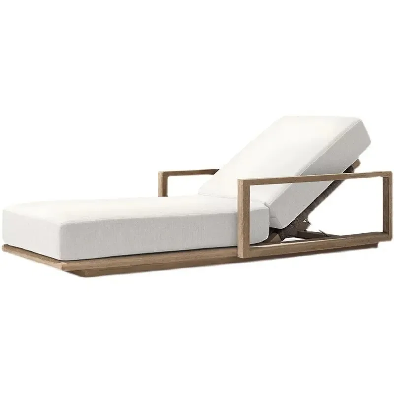 

Outdoor bed swimming pool waterproof teak anti-corrosion overhead layer beach lounge chair