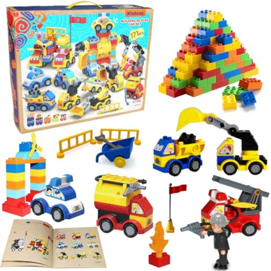 

Building Blocks for Toddlers 2-5 171 Pieces Blocks Car Set for Classic Large Building Bricks Compatible with All Major Brands E