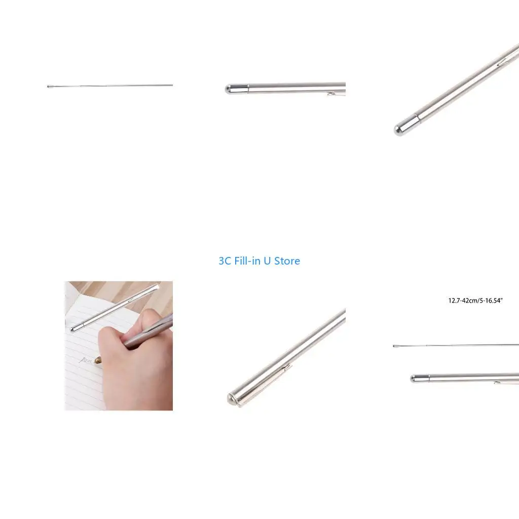 G8TA – stylo pointeur 2 en 1, stylo à bille télescopique en acier inoxydable, pointe lisse à séchage rapide pour hommes pour