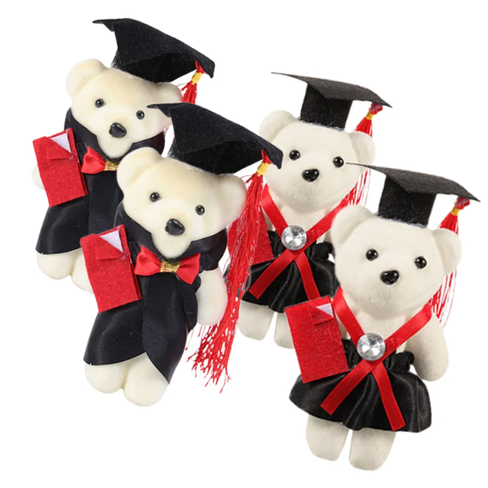 8 Pcs Graduation Season Dr Bear Shape Bouquet Accessories Dolls for Gift Ghetto Plush Decors Modeling Stuffed Bears Party