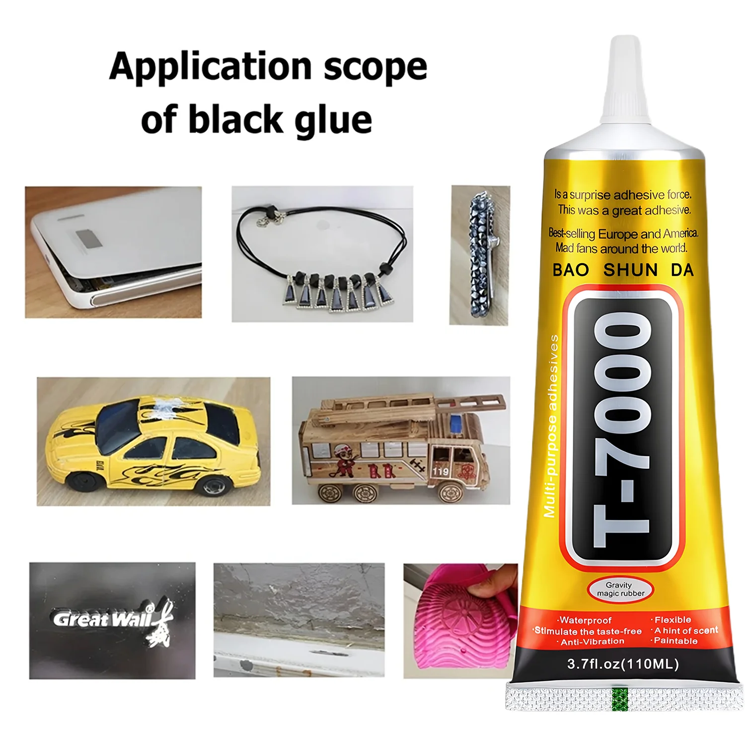 T7000/480 Aggiornamento Nero Contatto Cellulare Universale Nero Originale Tablet Riparazione Colla, Extra Forte  Colla liquida T7000 Applicatore di precisione Colla Include dispenser di precisione.