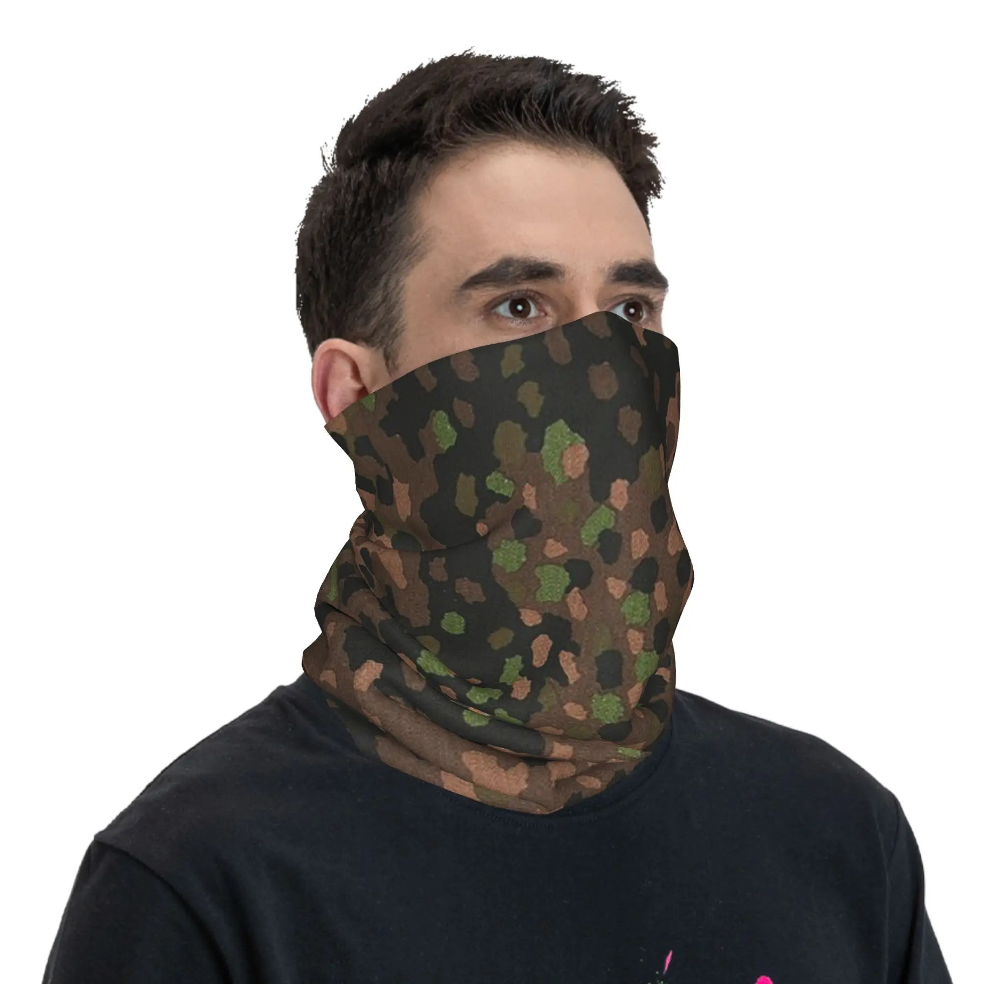 Dot 44 German WW2 Camouflage Pattern Bandana Neck Cover Printed Magic Scarf Face Mask Running for Men Women Adult Breathable