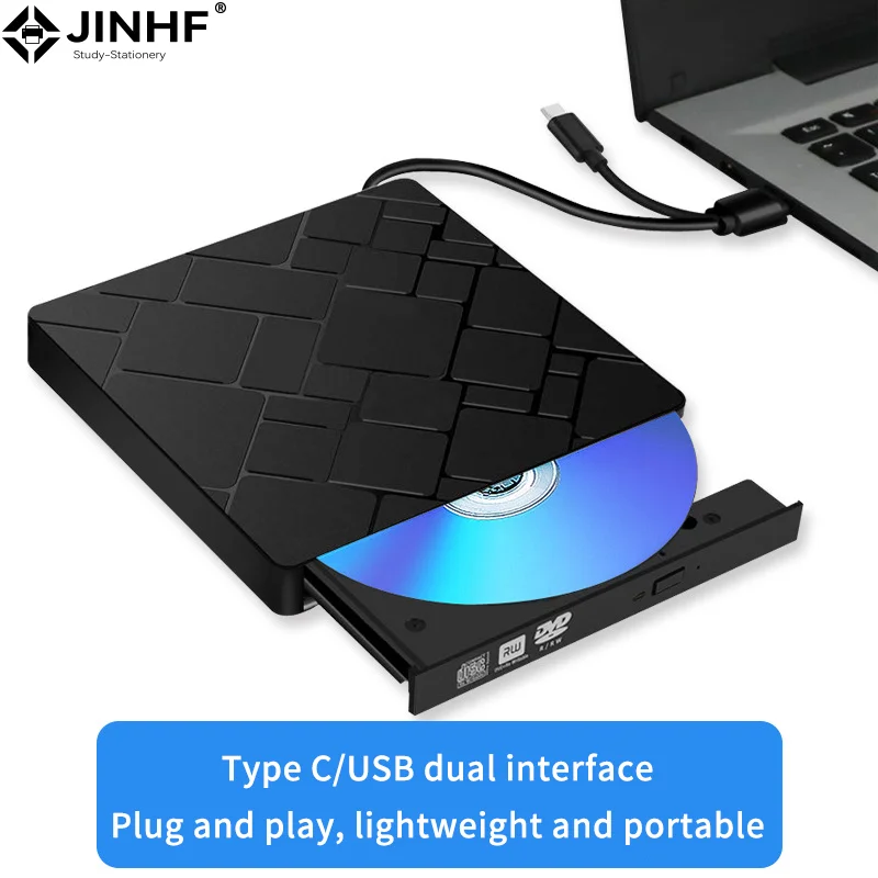 

Внешний привод DVD RW USB 3.0 Type C Интерфейс 2 в 1, тонкий DVD-диск, записывающее устройство, считыватель, плеер, оптический привод для портативных ПК