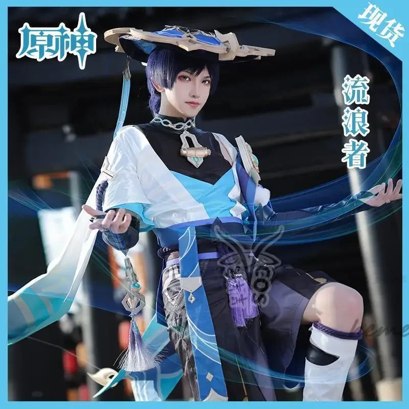 Genshin Impact Scaramouche Wanderer Vision Of God Cosplay Kunikuzushi bamboo hat 3D printing accessories props Halloween Comic