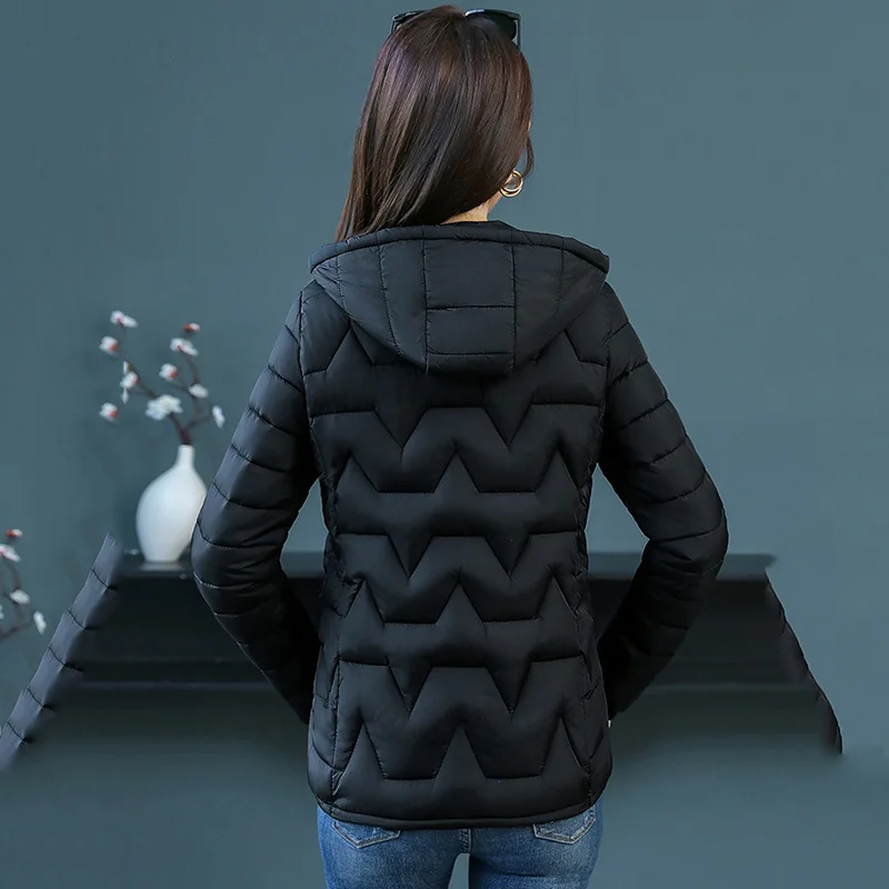 Cotton-Padded Jacket for Women, Short Overcoat, Loose Hooded Coat, Warm Parka, Female Outwear, Autumn and Winter