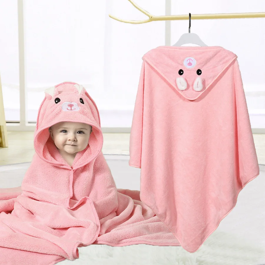 Ultra Soft Baby Bath Towel Unisex Baby Animal Face Hooded Towel with Unique Animal Design Coral Velvet Absorbent Wrap Towel