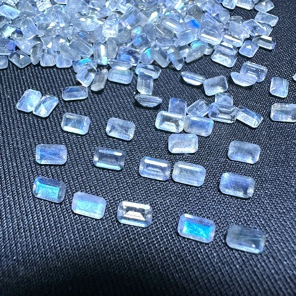 

10pcs 3X4MM 3X5MM Loose Gemstone Emerald Cut Natural Grey Moonstone