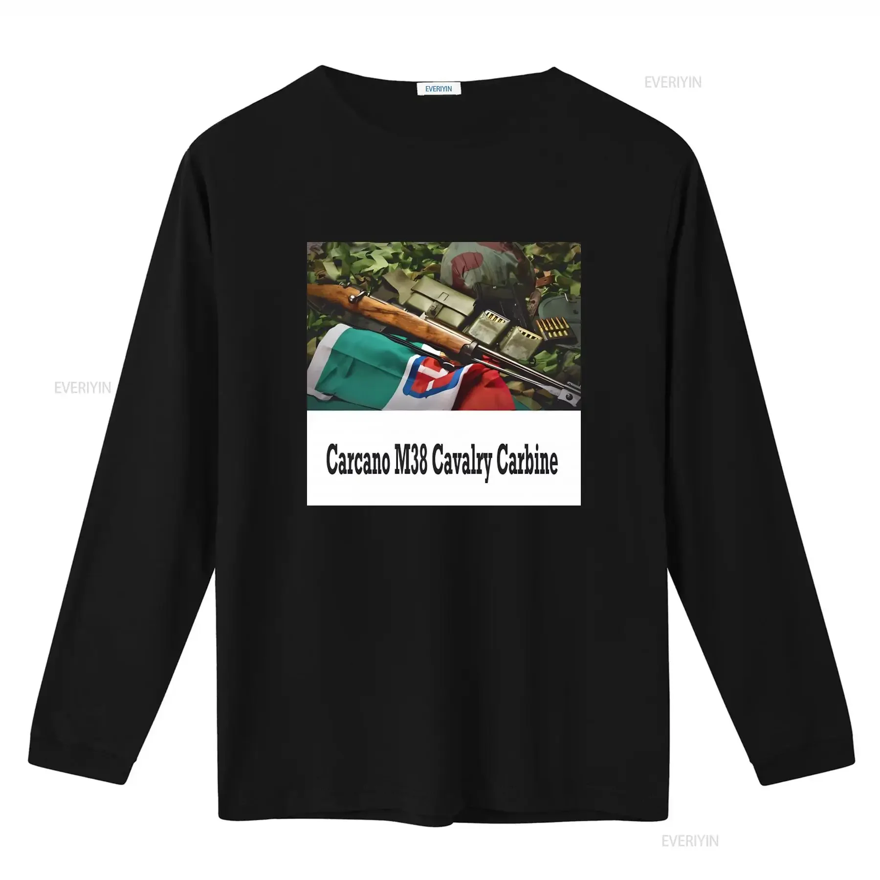 Carcano M38 Cavalry Carbine Military Style T Shirt for Men Unique Print Design vintage Washed designer clothes Soft Stretched