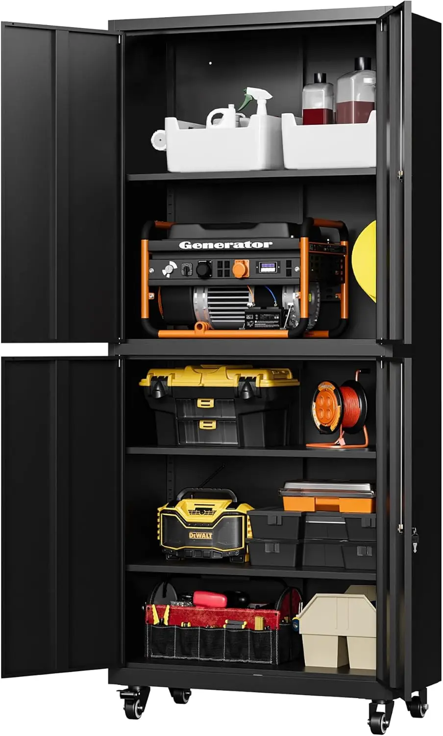 

Metal Garage Storage Cabinet with Wheels,Steel Tool Rolling Cabinets with Lock Door and Adjustable Shelves fro Home