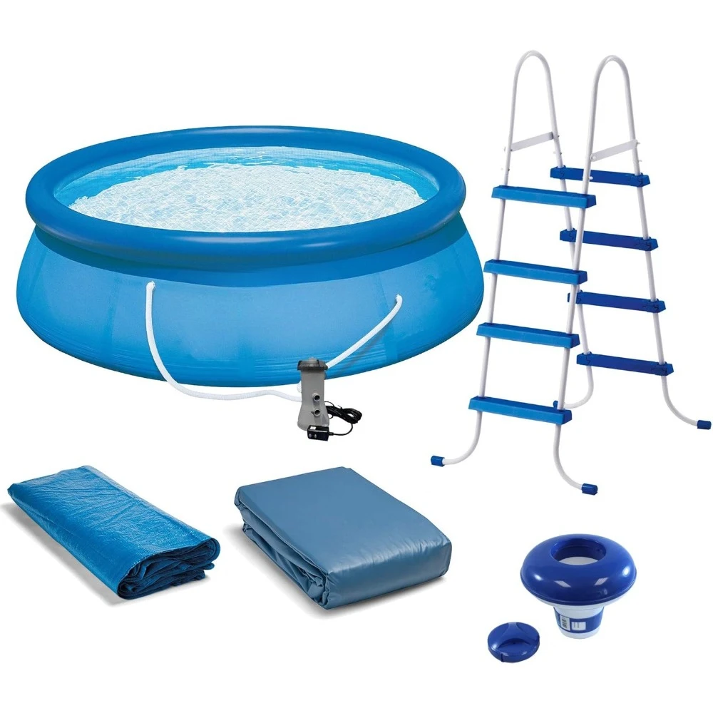 15' x 4’ Inflatable Pool, Ladder, Pump and Hydrotools Chlorine Dispenser