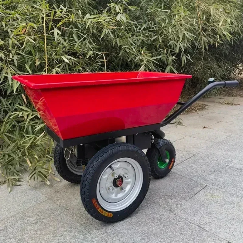 For Electric Trolley Lorry Double-Wheel Agricultural Electric Hand Push Trolley Small Orchard Elevator Material Truck