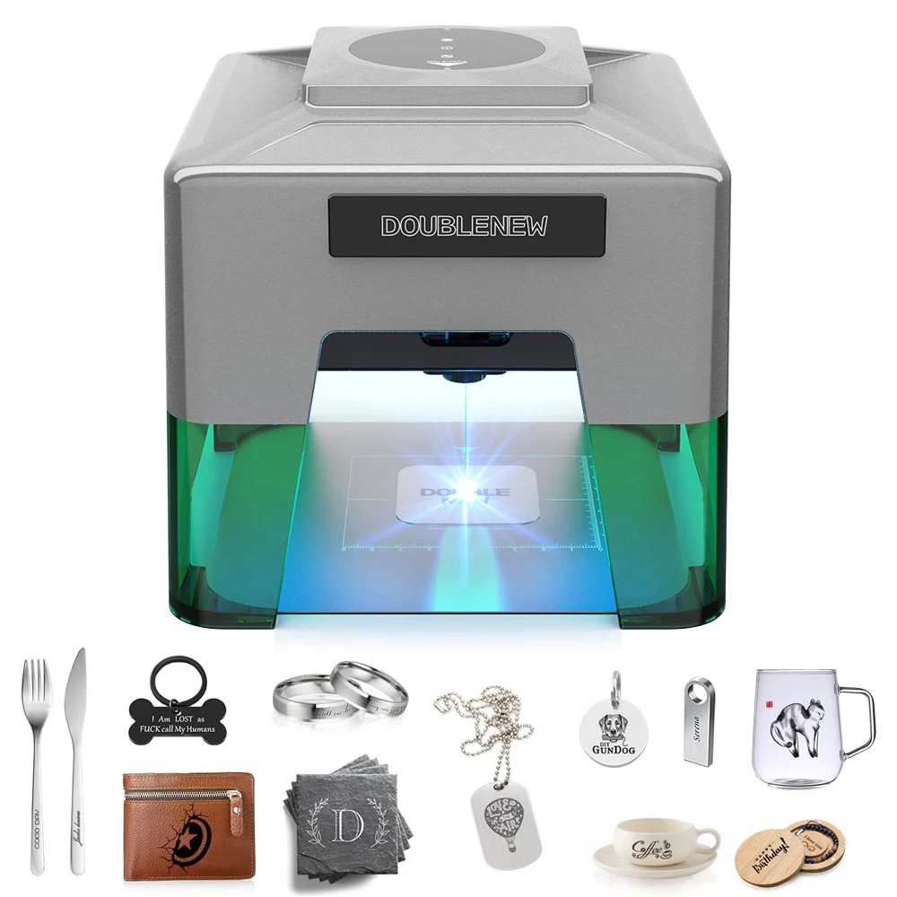 DOUBLENEW XN003 5W Bluetooth&Type-C Mini Laser Engraver 90*80mm Variable Focus Engraving Machine For Stainless Steel/Glass/Wood