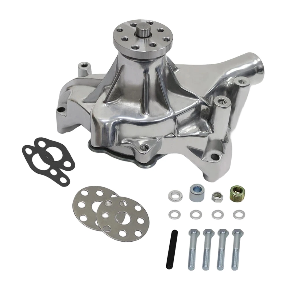 

Комплект алюминиевого длинного водяного насоса высокого объема, полированный для Chevy, детали двигателя SBC, прямая замена, автомобильные аксессуары