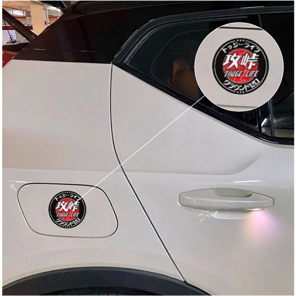 JDM Touge Life Kanji Round Car Sticker Drift Racing Style Waterproof Vinyl Red Black Badge Window Motorcycle