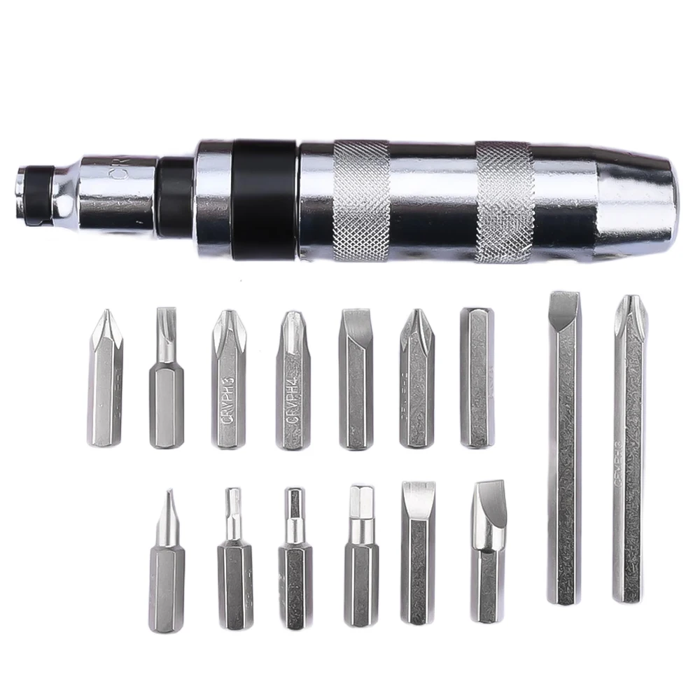 Imagem -02 - Conjunto de Chave de Fenda de Impacto Pesado Chave de Parafuso de Choque Cinzel Bits Kit de Ferramentas Extrator de Parafuso Liso Removedor