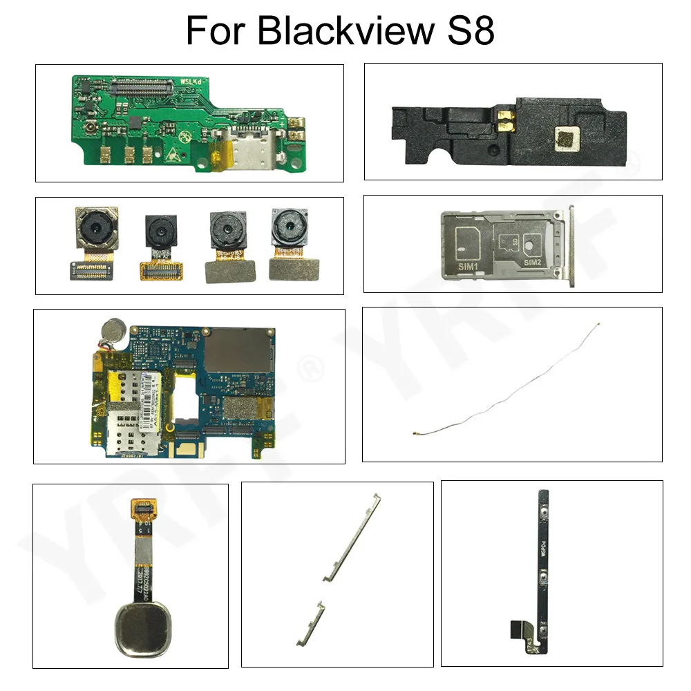 For Blackview S8 USB Charging Dock Board/Power+Volume Buttons/Speaker/Mother Board/Front Rear Camera/Sim Card Slot Phone Repair