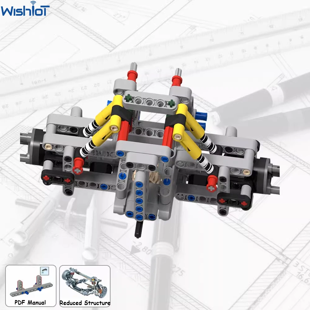 Technical Parts Building Blocks Car Chassis Kit 4WD 4 Wheel Drive Vehicles MOC Shock Steering Drive Front/Rear Suspension System