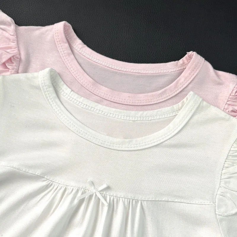 Bellbell Sommer-Kleid für Kinder, Mädchen, Pyjama-Kleid, Blumenmuster, für Kinder, Mädchen, Schleife, Homewear-Kleid, 1–14 Jahre, Kleinkind-Mädchen-Prinzessinnenkleid – Detail 6