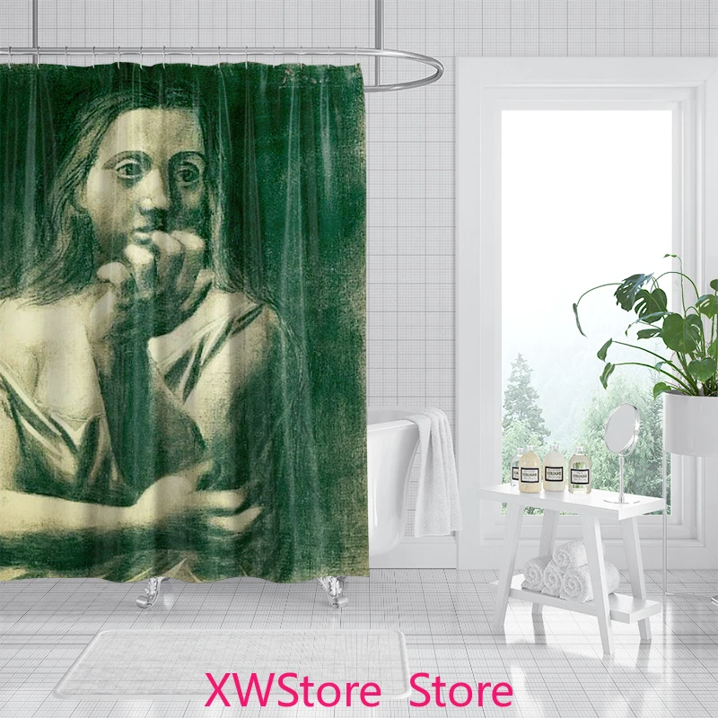 

Shower Curtain Minimalist Bathroom Style Waterproof and Mildew Proof Portrait Painting