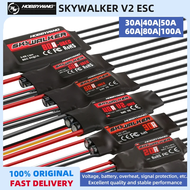 Contrôleur De Vitesse Brushless ESC 20A 30A 40A 50A 60A 80A Pour RC Hélicoptère Quadrirotor Avion