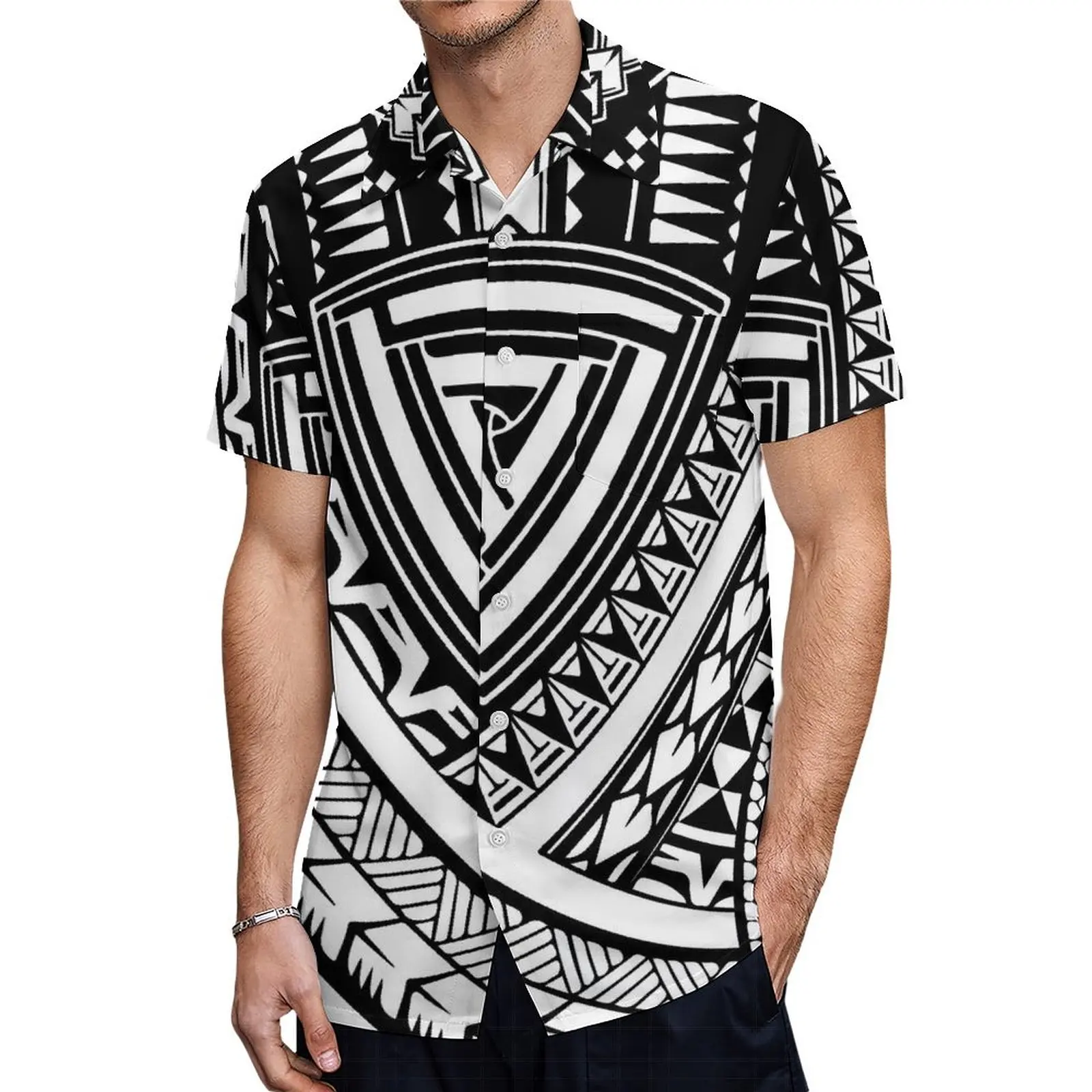 Hot Summer Mumu Women'S Short Sleeve Dress Samoa Long Skirt Polynesian Tribal Design Printed Men'S Aloha Shirt Couple Set