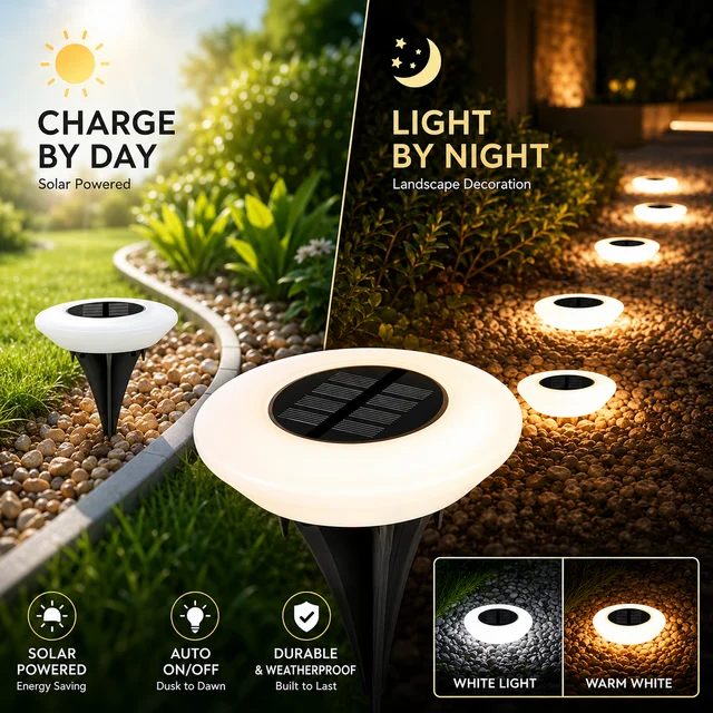1/2Pack Solar Ground Lights,14LED Waterproof Outdoor Landscape Light, LED Lawn Lamp, for Garden Pathway Yard Deck Camping Decor 6