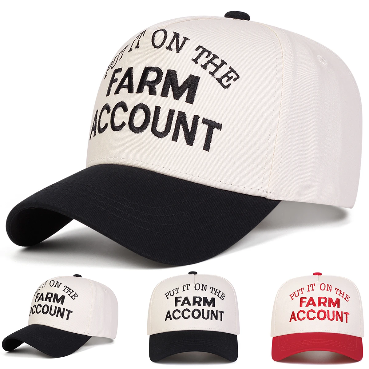 Unisex FARM ACCOUNT Baseballkappen mit Buchstabenstickerei, Frühling und Herbst, im Freien, verstellbare Freizeithüte, Sonnenschutzhut, Sportkappe