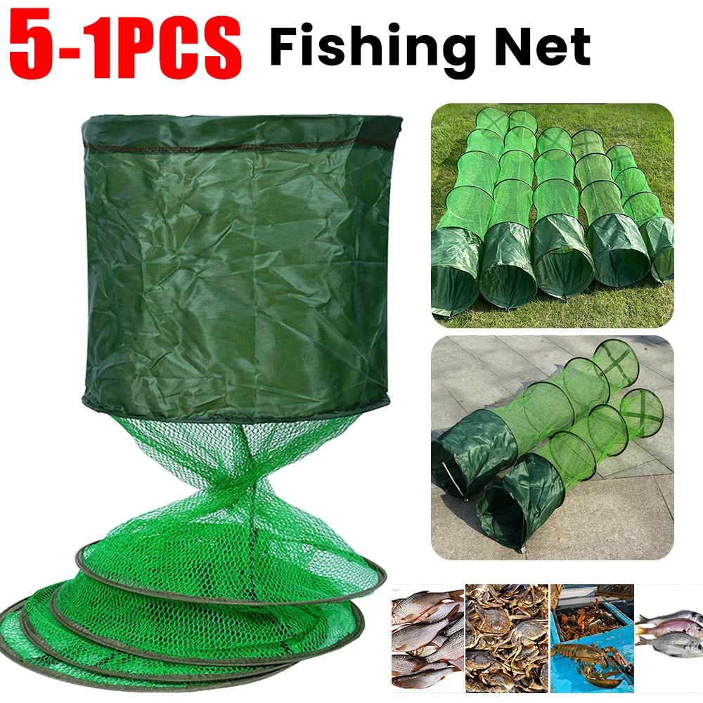 Folding Fishing Net Quick Drying Fish Trap Nets Telescopic Fishing Basket Shrimp Catcher Crab Cage Floating Carp Fishing Net