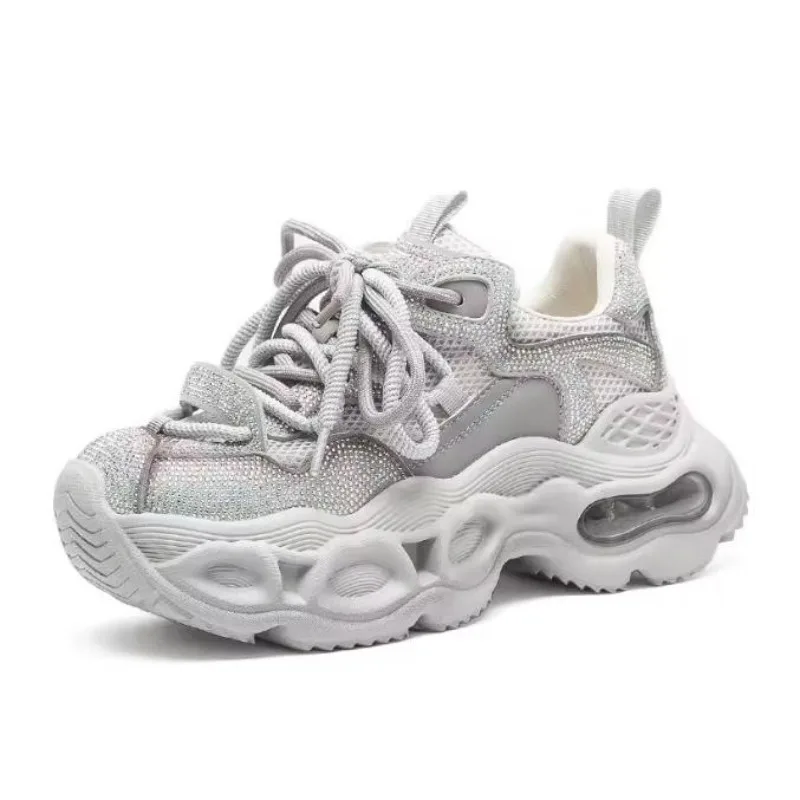 

Fashion Casual Shoes Genuine Leather Women Luxury Sneakser Diamond Breathable Designers Casual Platform Non Slip Running Shoes