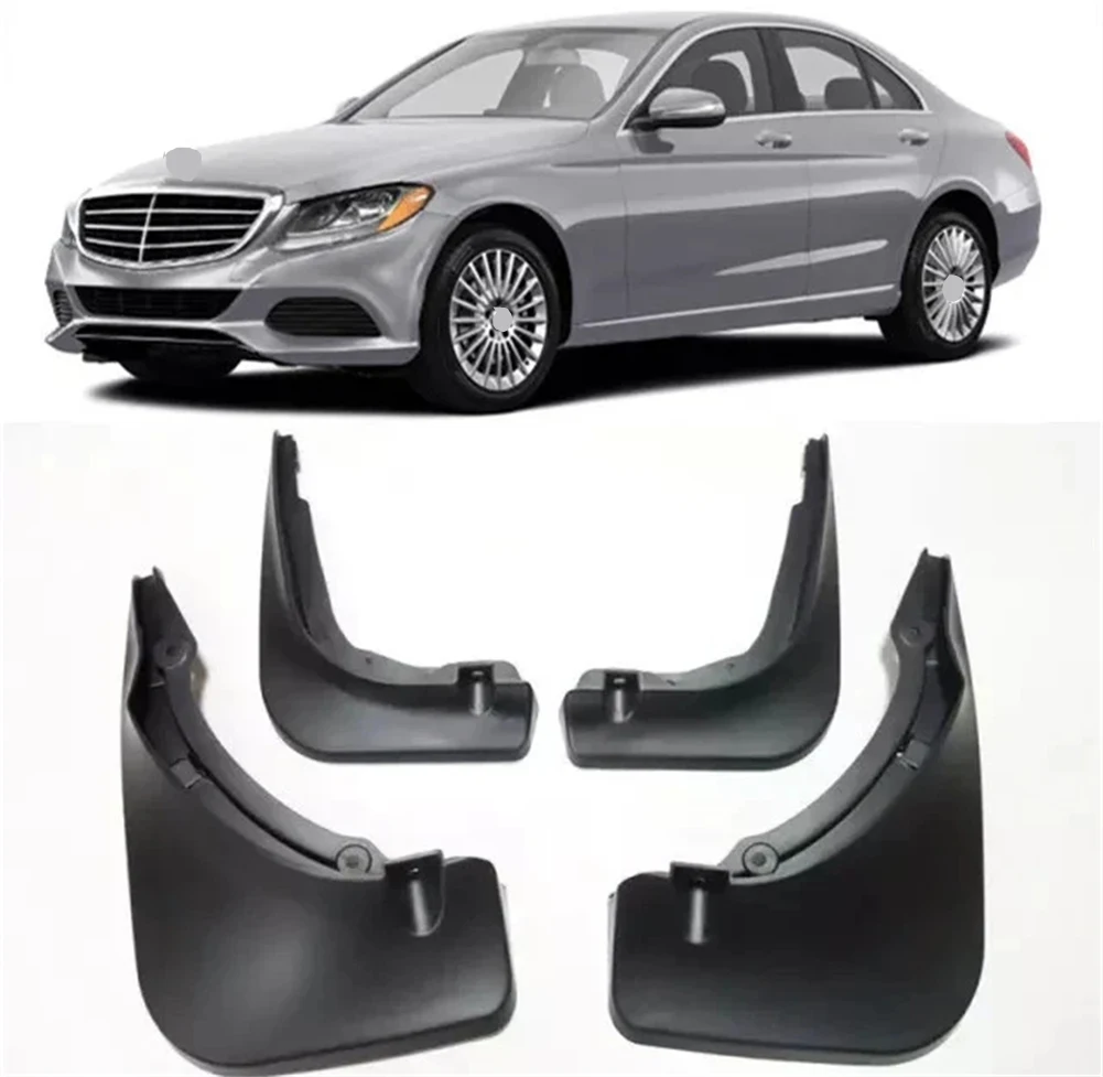 

For Mercedes C Class W205 Splash Guards Mud Flaps Black Plastic Set for Sedan 2014-2021 OEM A2058900078 A2058900178