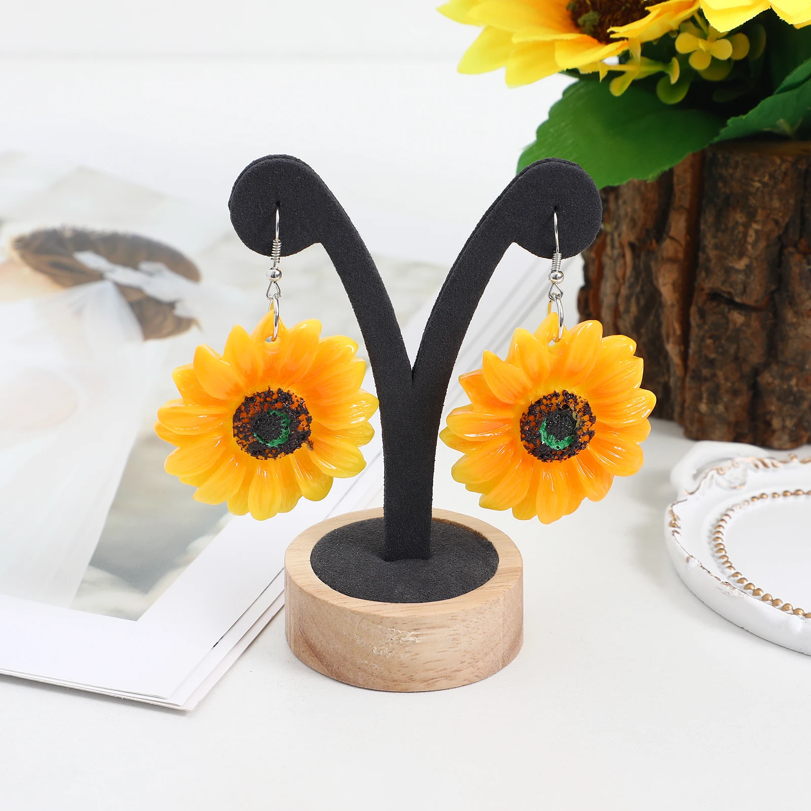 

Sunflower Earring Acrylic Earrings Hook Earrings Ear Jewelry Decor Flower Earring Eardrop Earbob