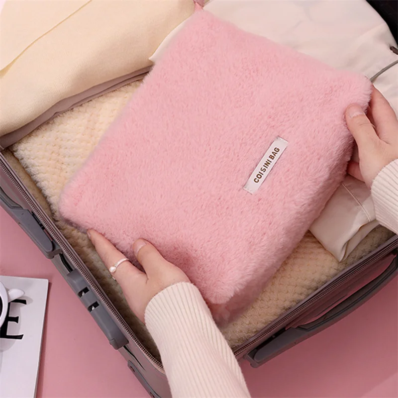 Soft Plush Large Capcity Makeup Bags For Women Daily Cosmetics Organzier Simple Style Tote Travel Toiletry Bag  sac a main