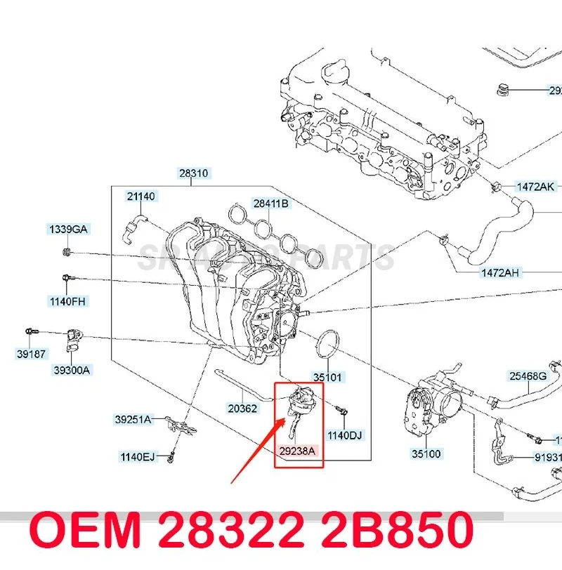 283222b850 For Hyundai Kia Hose & Check V/v Assy-vacuum Valve-solenoid Actuator-vis 283222b850 Ix25 Creta 1.6 High Quality