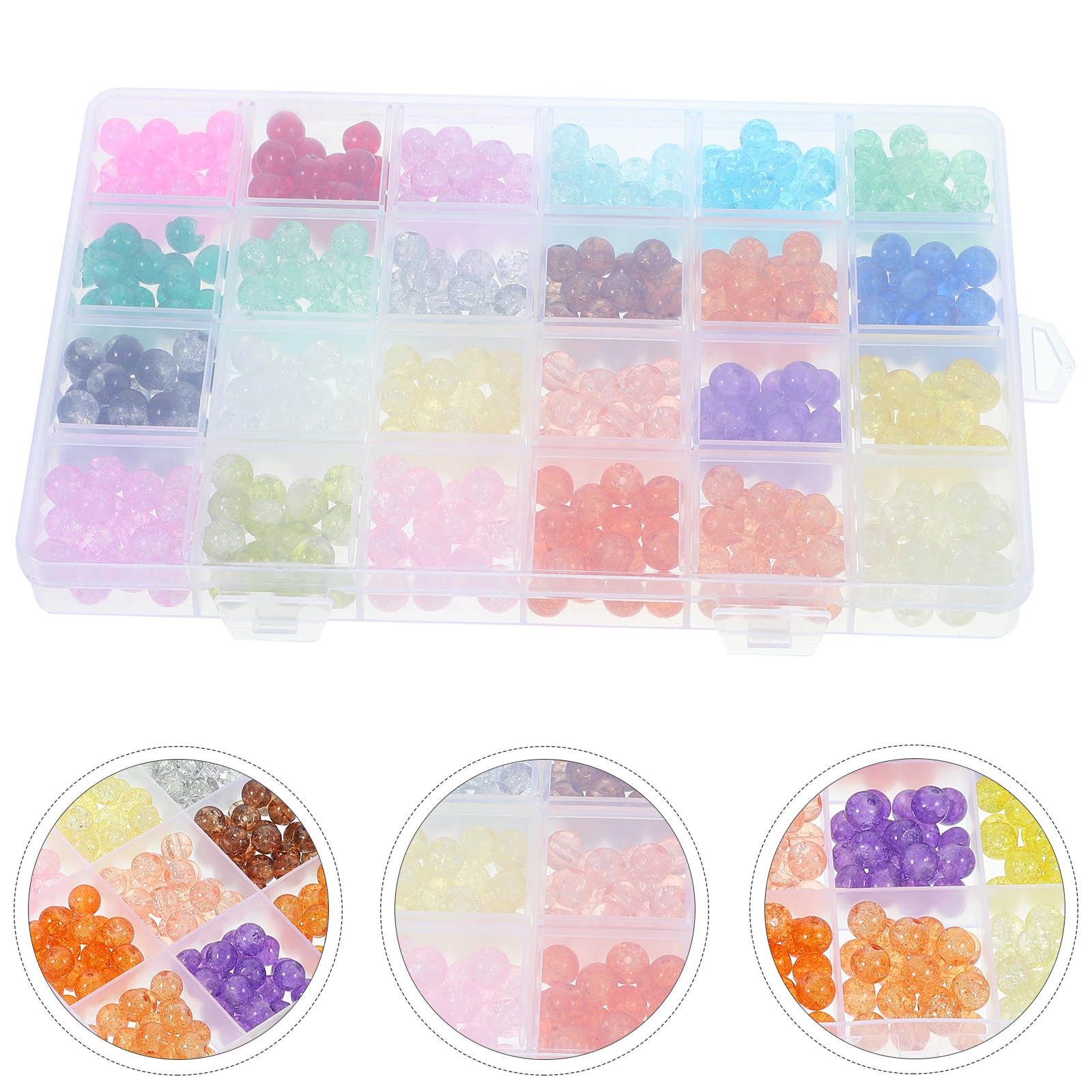 1 scatola di perline di vetro con motivo scoppio, perline sfuse fai da te per realizzare braccialetti, collane, gioielli artigianali, collane di perline