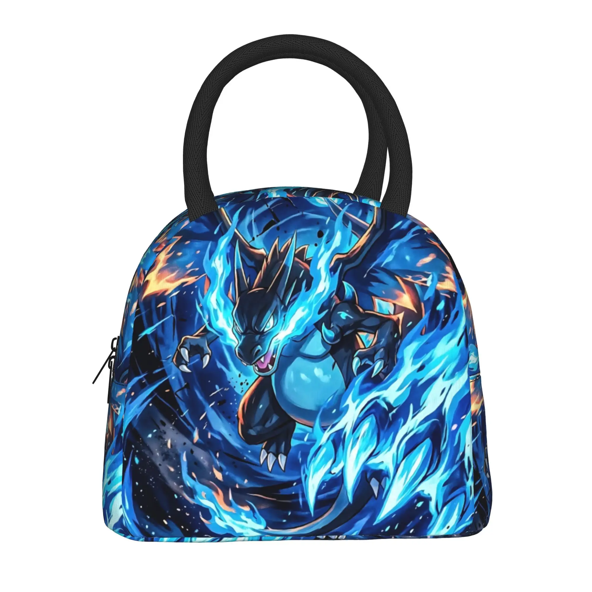 Pokemon Mega Charizard X Blue Flame Handbag Insulated Lunch Bag Insulation Bento Pack Rice Bag  bolsa Lunch Handbag Insulation