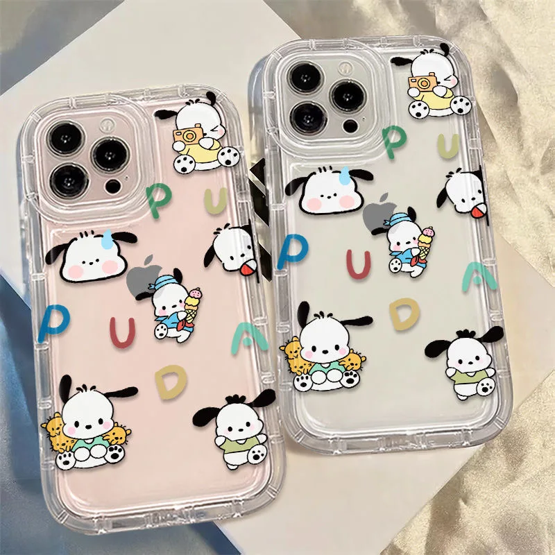 Sanrio Pochacco Clear Phone Case for OPPO A15 A16 A17 A31 A53 A54 A57 A60 A74 A92 A93 A94 A98 2020 4G 5G Airbag Shockproof Cover