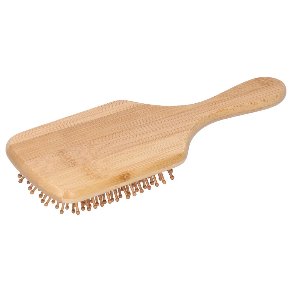 Brosse à cheveux en bambou douce avec coussin d'air haute élasticité, peigne de massage du cuir chevelu en bambou, manche ergonomique, brosse à cheveux en bois antistatique