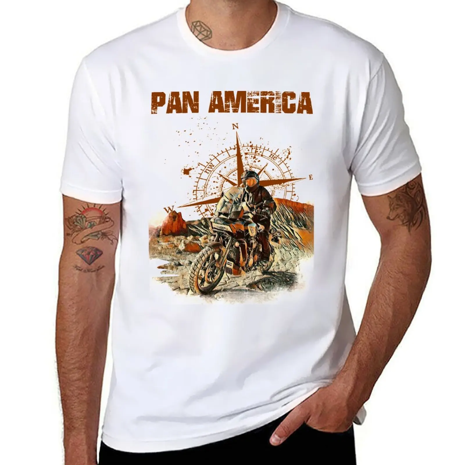 Pan America Motorcycle Big Trail 2022 T-Shirt Big and Tall Casual T-Shirt(4XL 5XL 6XL No Shipping)