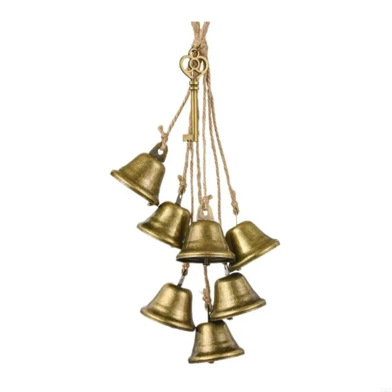 Beads And Metal Bells Hanging Pendant For Wall Or Ceiling Handmade Ornament X3UC