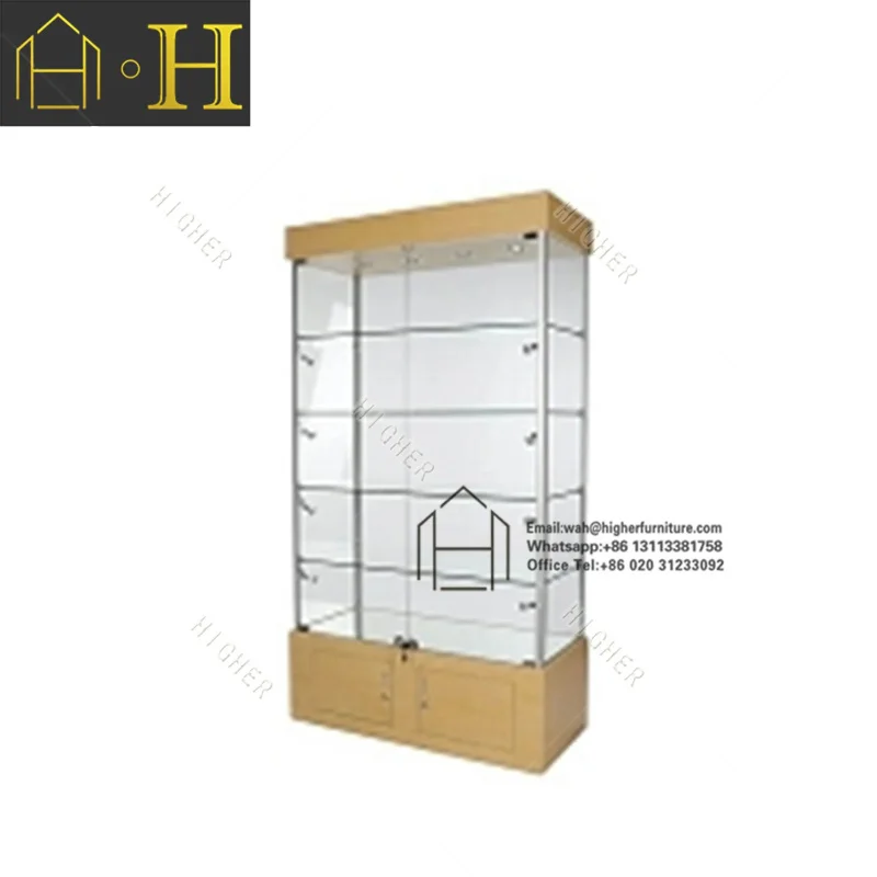 custom.High End Jewelry Glass Display Cabinet LED Spot Light Store Display Cabinet Retail Display Counter with Lockable