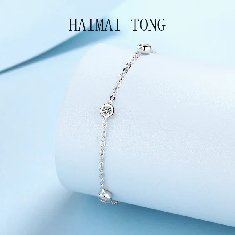 Classic Platinum PT950 Female Style GRA Certified Moissanite Bracelets for Women Sparkling Luxury Chain Jewelry Birthday Gift