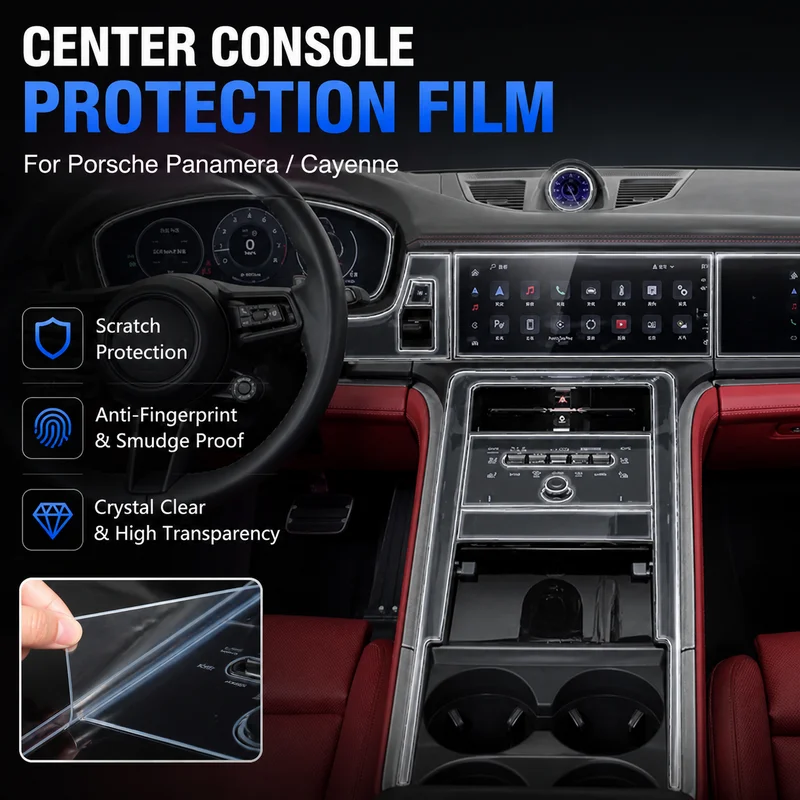For Porsche Panamera Cayenne Center Console Film Navigation Screen Protector Gear Shift Dashboard Interior Trim Sticker