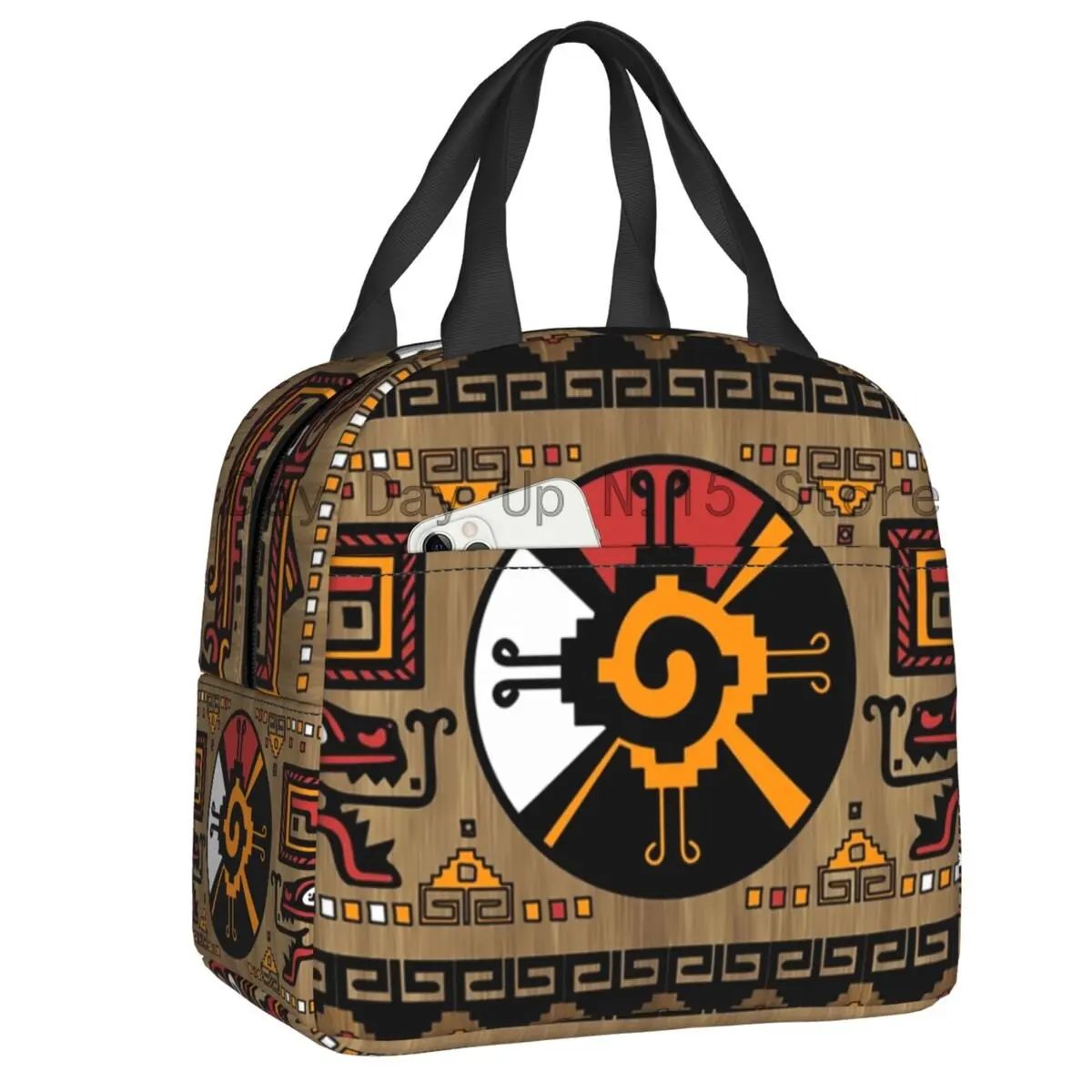 

Custom Hunab Ku Mayan Symbol Lunch Bag Women Warm Cooler Insulated Lunch Box for Student School