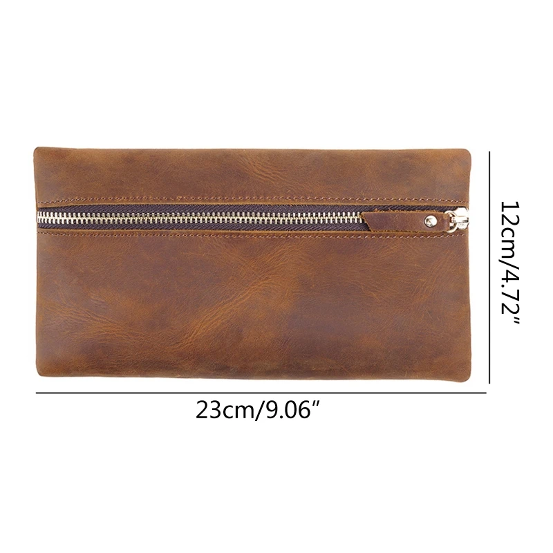 Durable Cowhide Pencil for Case Money Pen Bag for Key Small Tool Storage Holder Jewelry Bag Solid Color for Men Wo