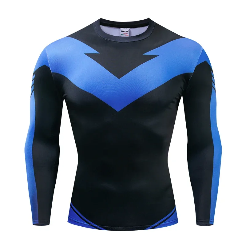 Kompressions-T-Shirts Sportbekleidung Gym Rash Guard Boxtraining Sport-Oberteile 3D Nightwing Herren T-Shirt Lauf-Schnelltrocknende Shirts für Männer – Detail 11