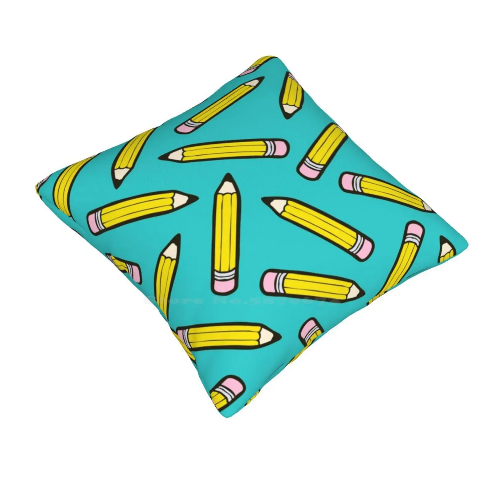 Pencil Power Blue Pattern Pillows Case Bedroom Home Decoration Pencils Blue Yellow Pattern Handdrawn Vector Bright Bold