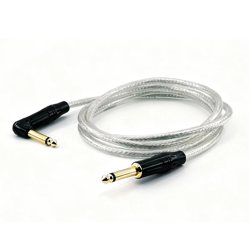 Instrument Guitar Cable 6.35mm TS Mono Jack Cable 1/4 Inch Straight To Right Angle Electric Bass Guitar AMP Cord for Keyboard