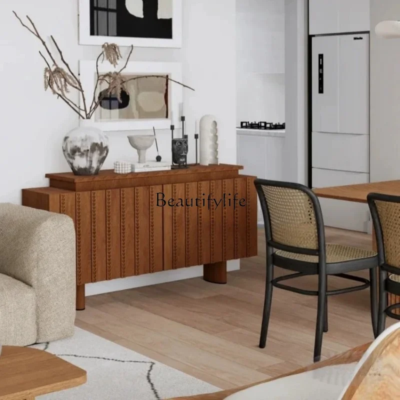 

Nordic solid wood dining side cabinet wabi-sabi wind entrance entrance living room storage art side cabinet