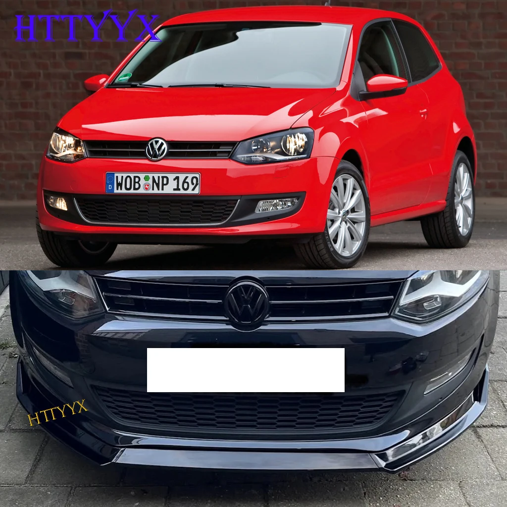 HTTYYX Gloss Black paraurti anteriore Splitter Lip 3 pezzi misura per VW Polo MK5 6R Standard pre-facelift 2010 2011 2012 2013